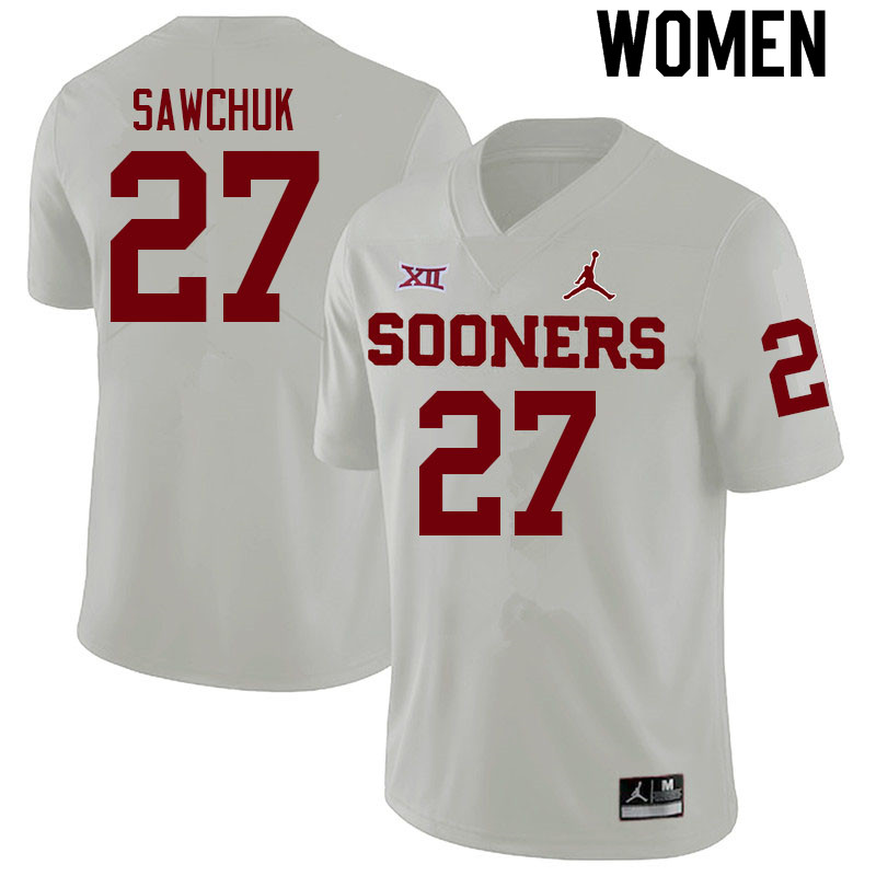 Women #27 Gavin Sawchuk Oklahoma Sooners College Football Jerseys Sale-White